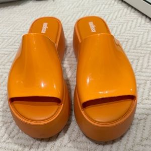 Melissa Becky Orange Platforms, size 8. Unworn!